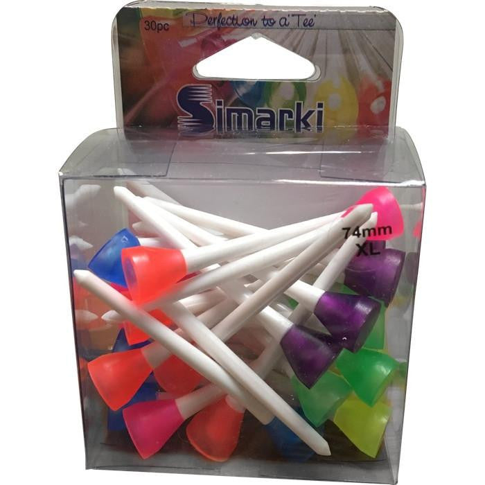 Simarki Plastic White Tees - 74mm (30 pack)