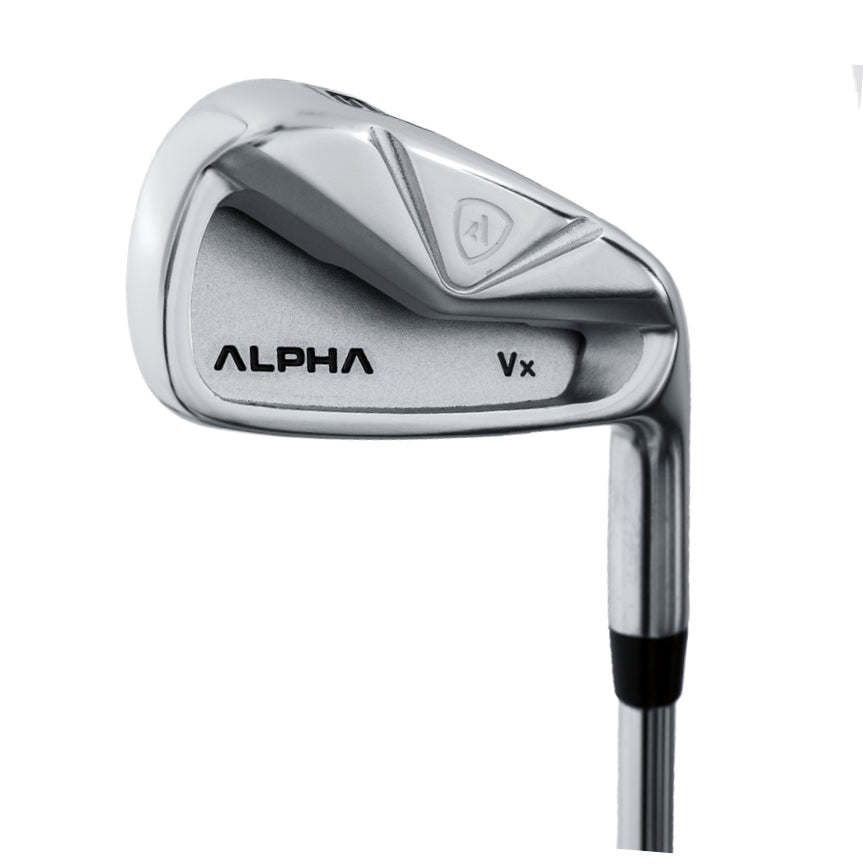 Alpha Vx iron head, cavity back, used as a published spec reference for scoring club fitting
