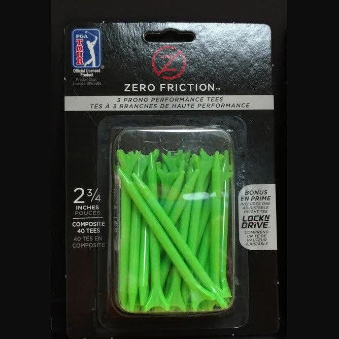 Zero Friction 3-Prong Tees - Green, 2 3/4" (40 pk)